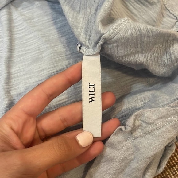 WILT | Long sleeve ruffle asymmetrical top light blue small - Picture 5 of 6